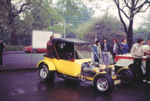 yellow Daimler Hemi powered T
